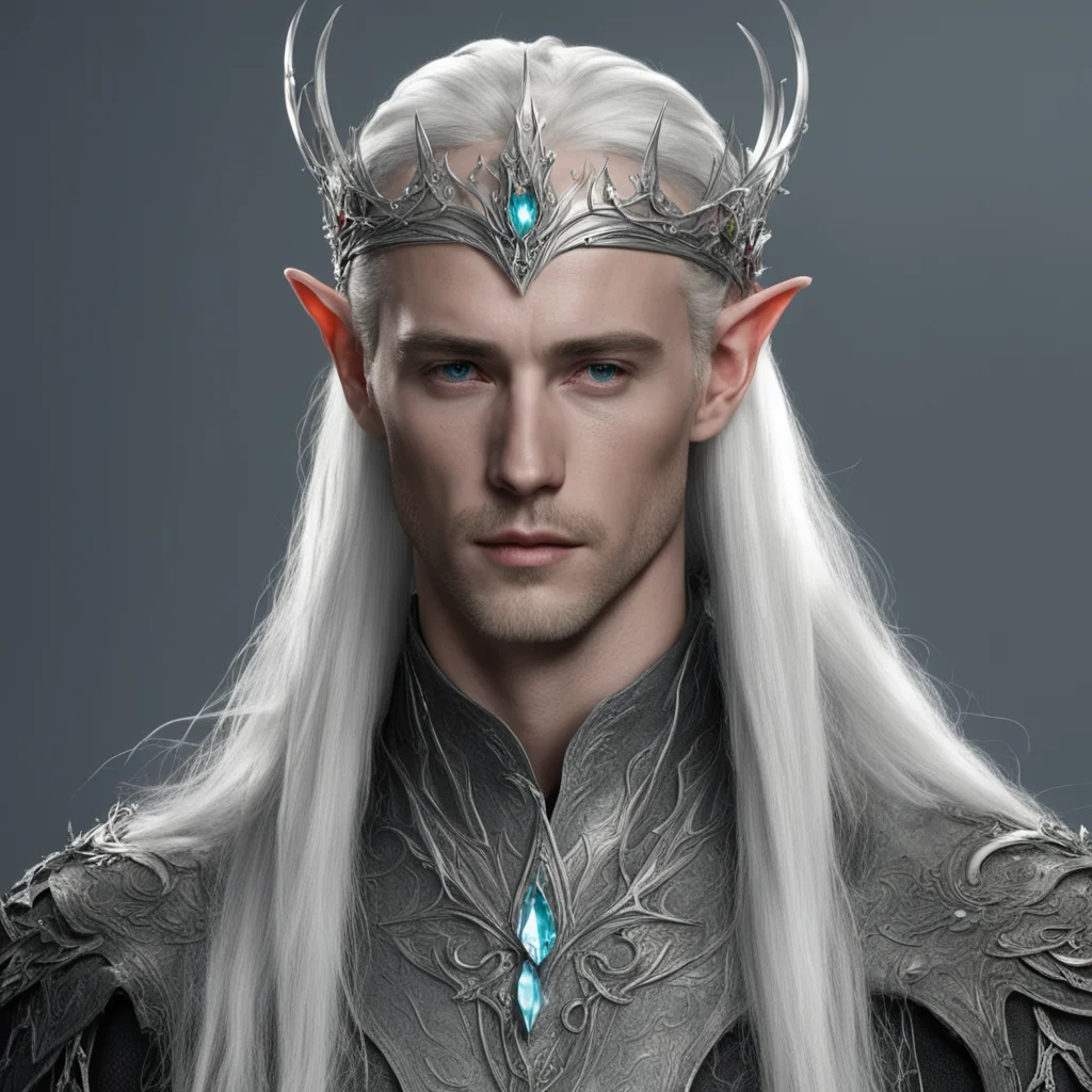 aiking thranduil wearing small silver elven circlet with jewels good looking trending fantastic 1