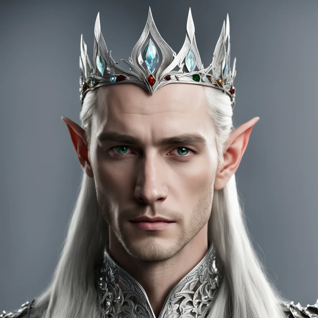 aiking thranduil wearing small silver elven circlet with jewels