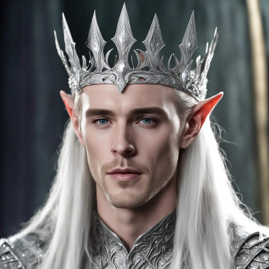 aiking thranduil wearing small silver elven tiara with diamonds amazing awesome portrait 2