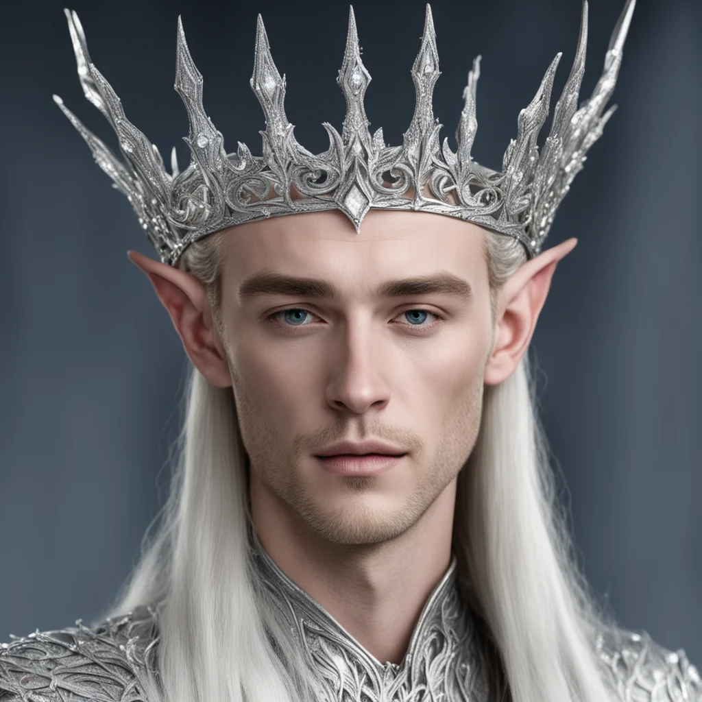 aiking thranduil wearing small silver elven tiara with diamonds good looking trending fantastic 1