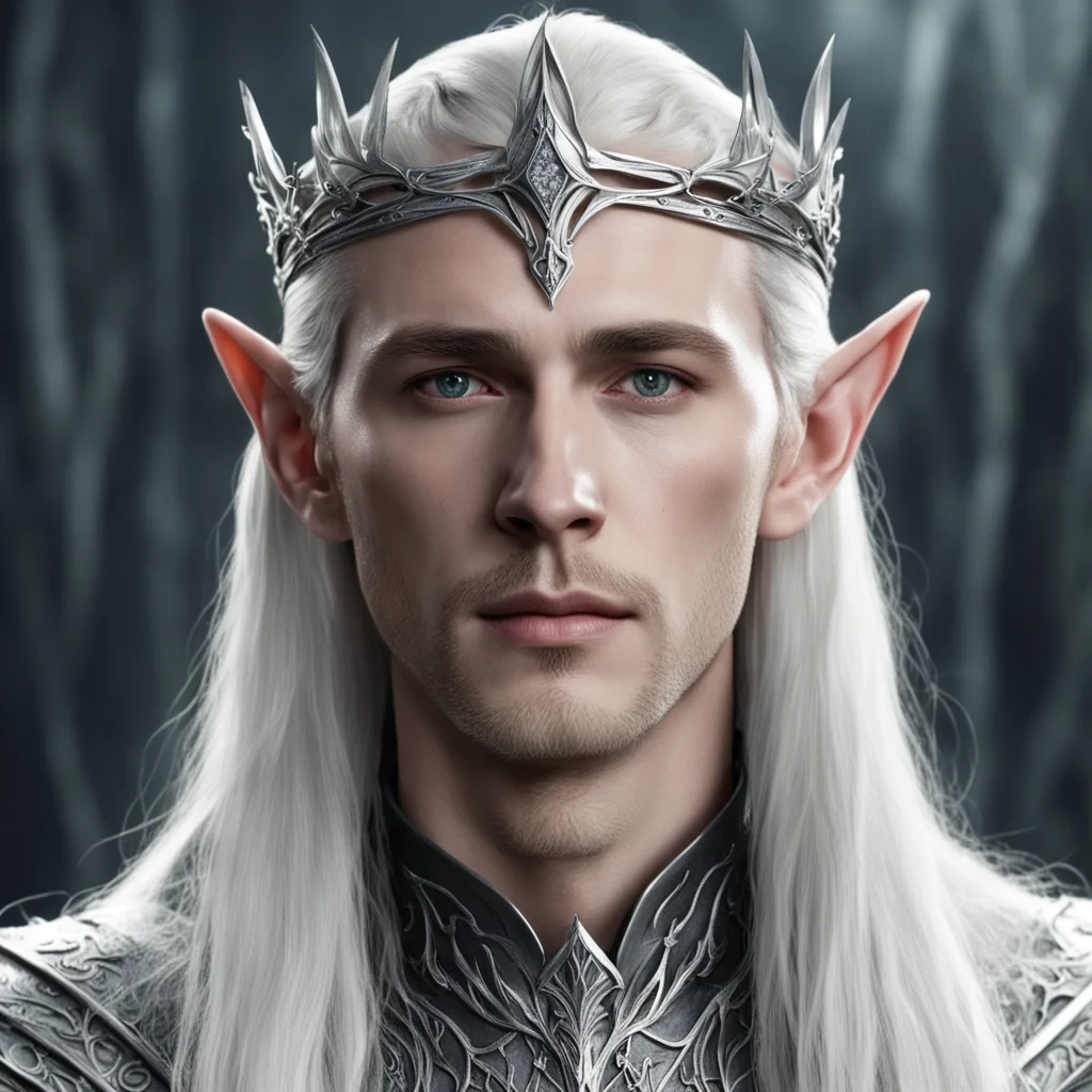 aiking thranduil wearing small silver elvish circlet with diamond  amazing awesome portrait 2