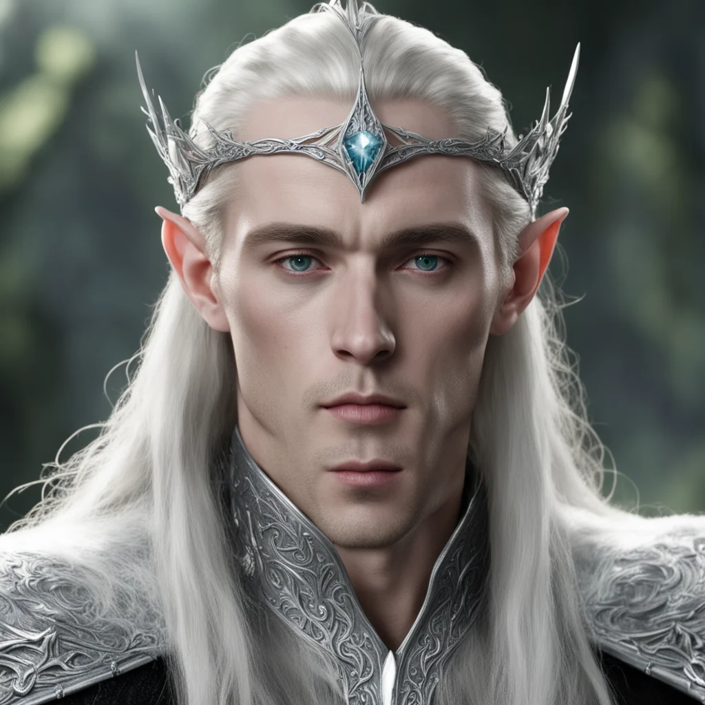 aiking thranduil wearing small silver elvish circlet with diamond  good looking trending fantastic 1