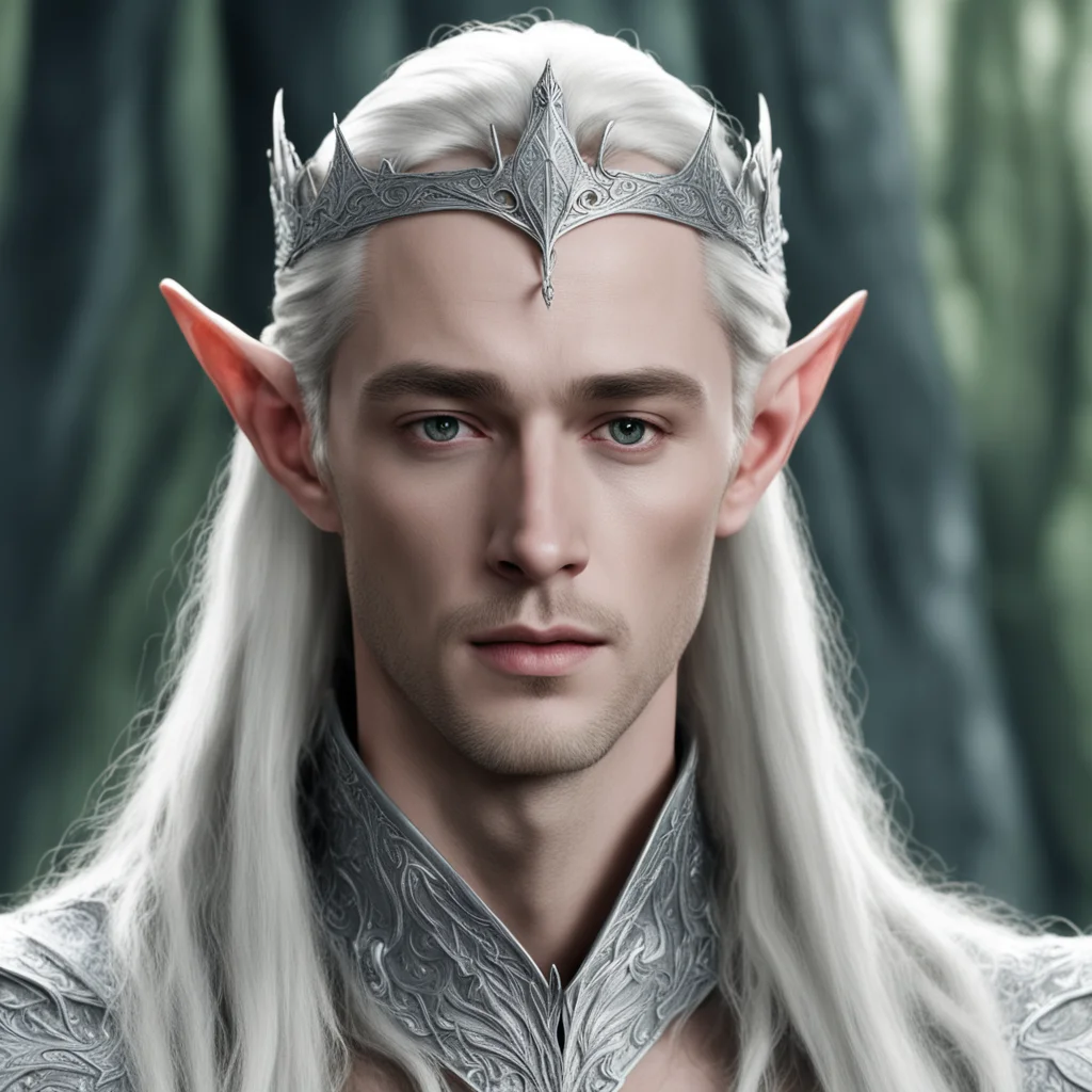 aiking thranduil wearing small silver elvish circlet with diamond amazing awesome portrait 2