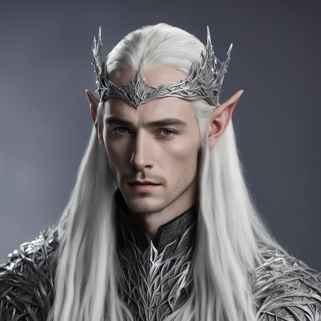 aiking thranduil wearing small silver wood elf circlet with diamond amazing awesome portrait 2