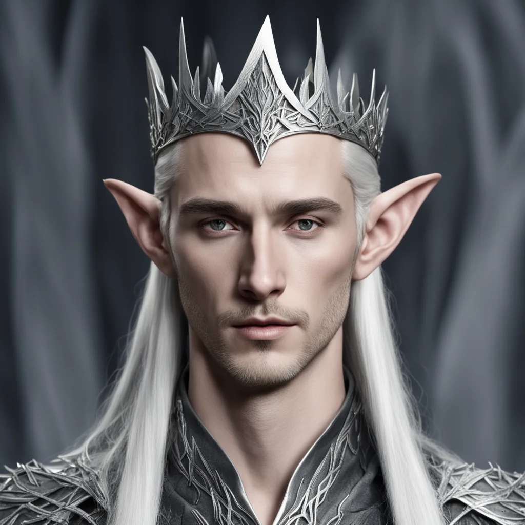 aiking thranduil wearing small silver wood elf circlet with diamond