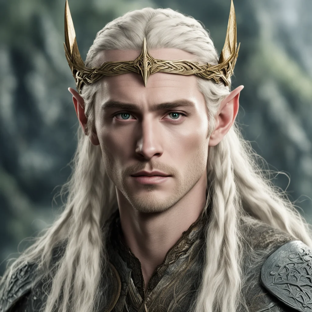 aiking thranduil with blond hair and braids wearing battle of the five armies elvish circlet amazing awesome portrait 2