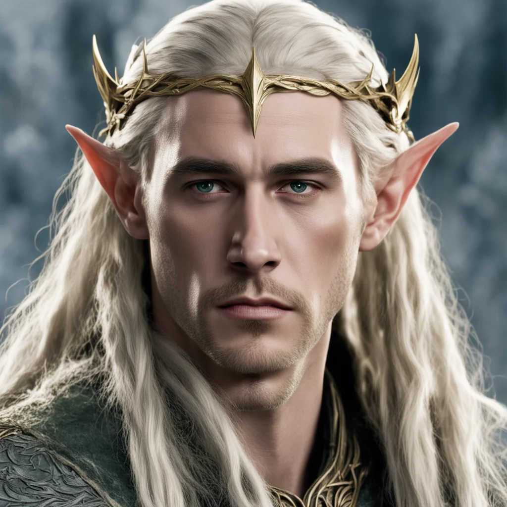 aiking thranduil with blond hair and braids wearing battle of the five armies elvish circlet good looking trending fantastic 1