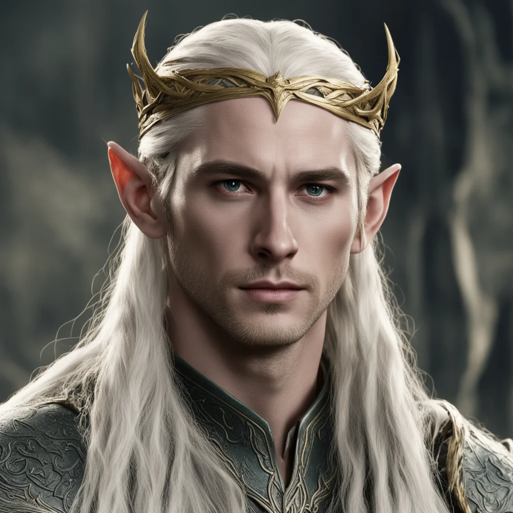 aiking thranduil with blond hair and braids wearing battle of the five armies elvish circlet