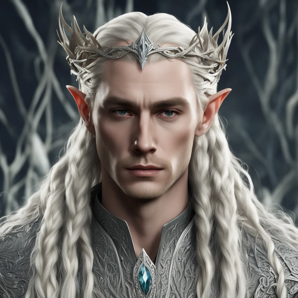 aiking thranduil with blond hair and braids wearing silver vines with diamonds in hair good looking trending fantastic 1