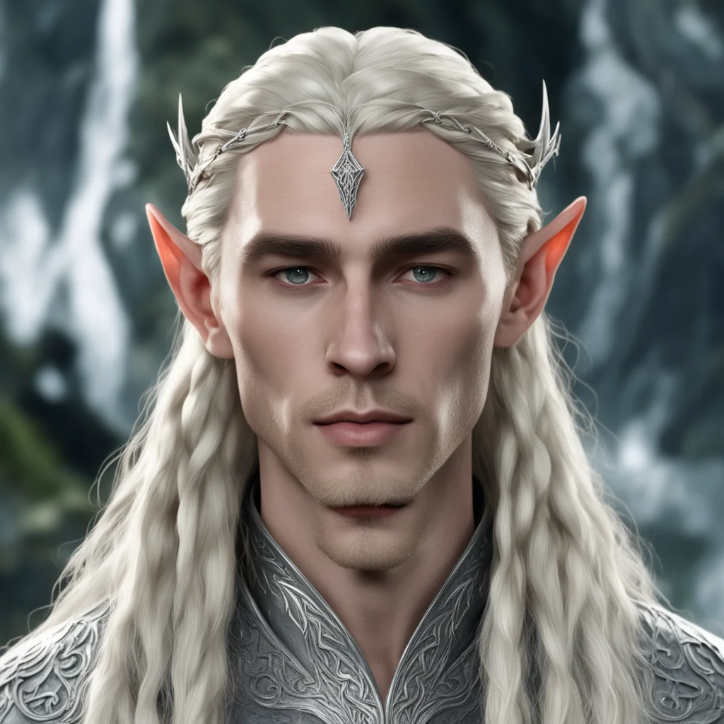 aiking thranduil with blond hair and braids wearing small silver elvish circlet with center diamond  amazing awesome portrait 2