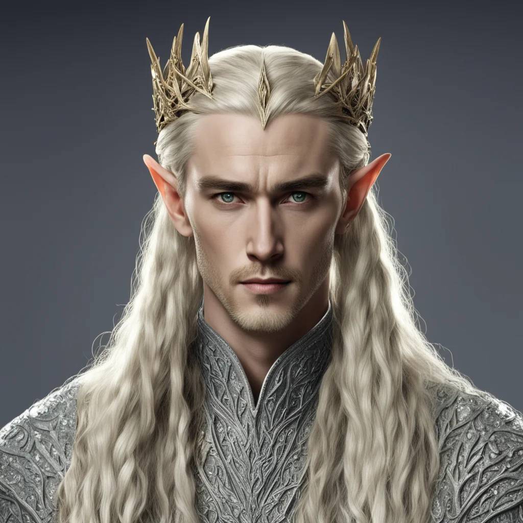 aiking thranduil with blond hair and braids wearing small simple elvish circlet heavily encrusted with large diamonds amazing awesome portrait 2