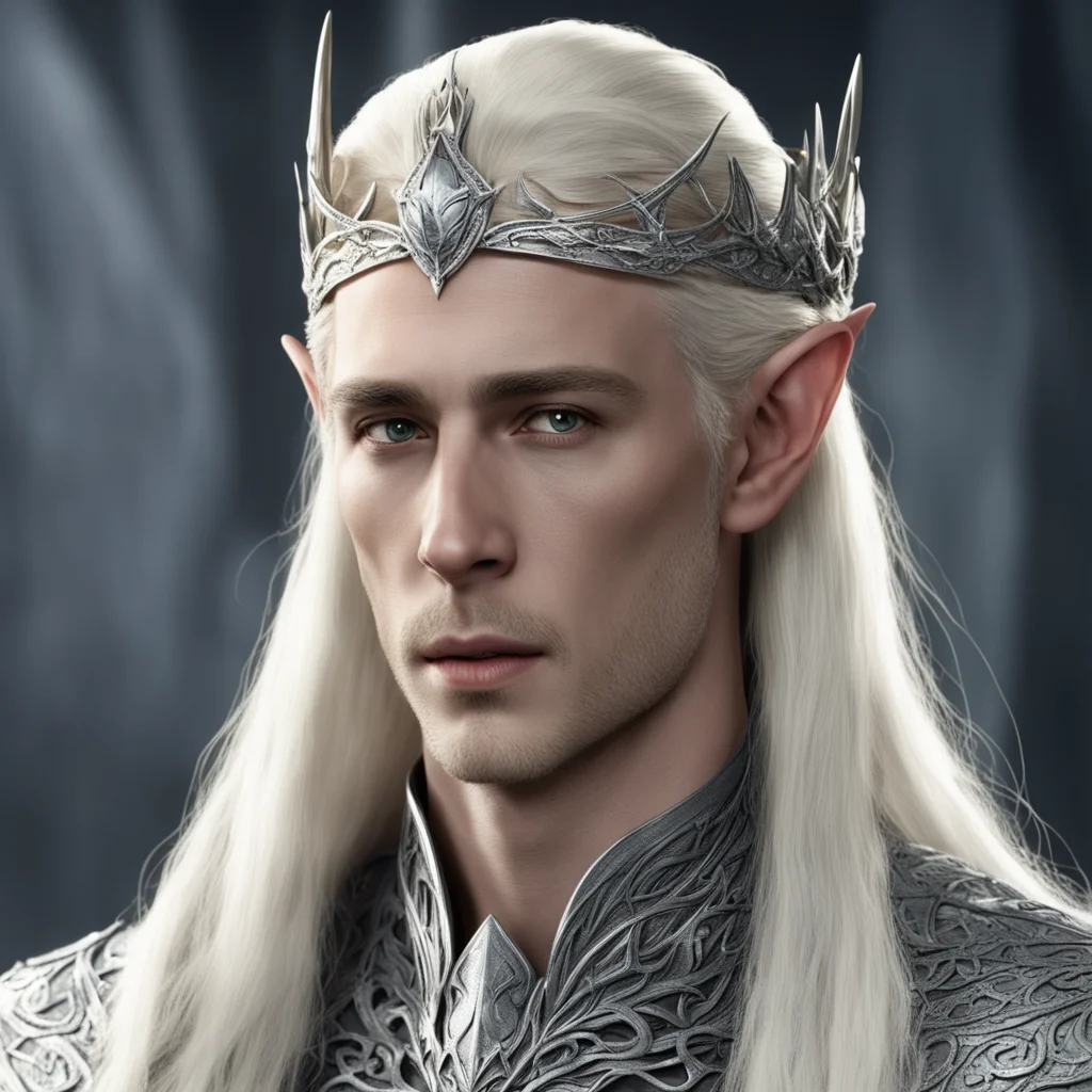 aiking thranduil with blond hair wearing silver snake elven circlet with diamonds