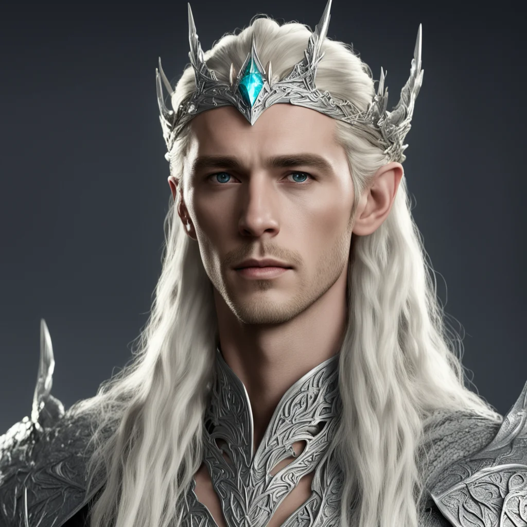 aiking thranduil with blond hair with braids wearing silver dragon elvish circlet with diamonds confident engaging wow artstation art 3