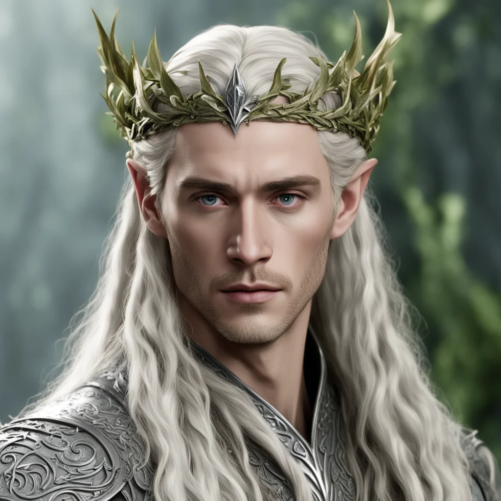 aiking thranduil with blond hair with braids wearing silver ivy elvish circlet amazing awesome portrait 2