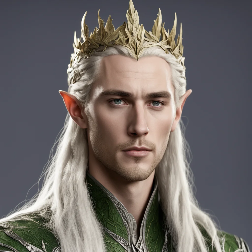 king thranduil with blond hair with braids wearing silver oak leaf elvish circlet  good looking trending fantastic 1