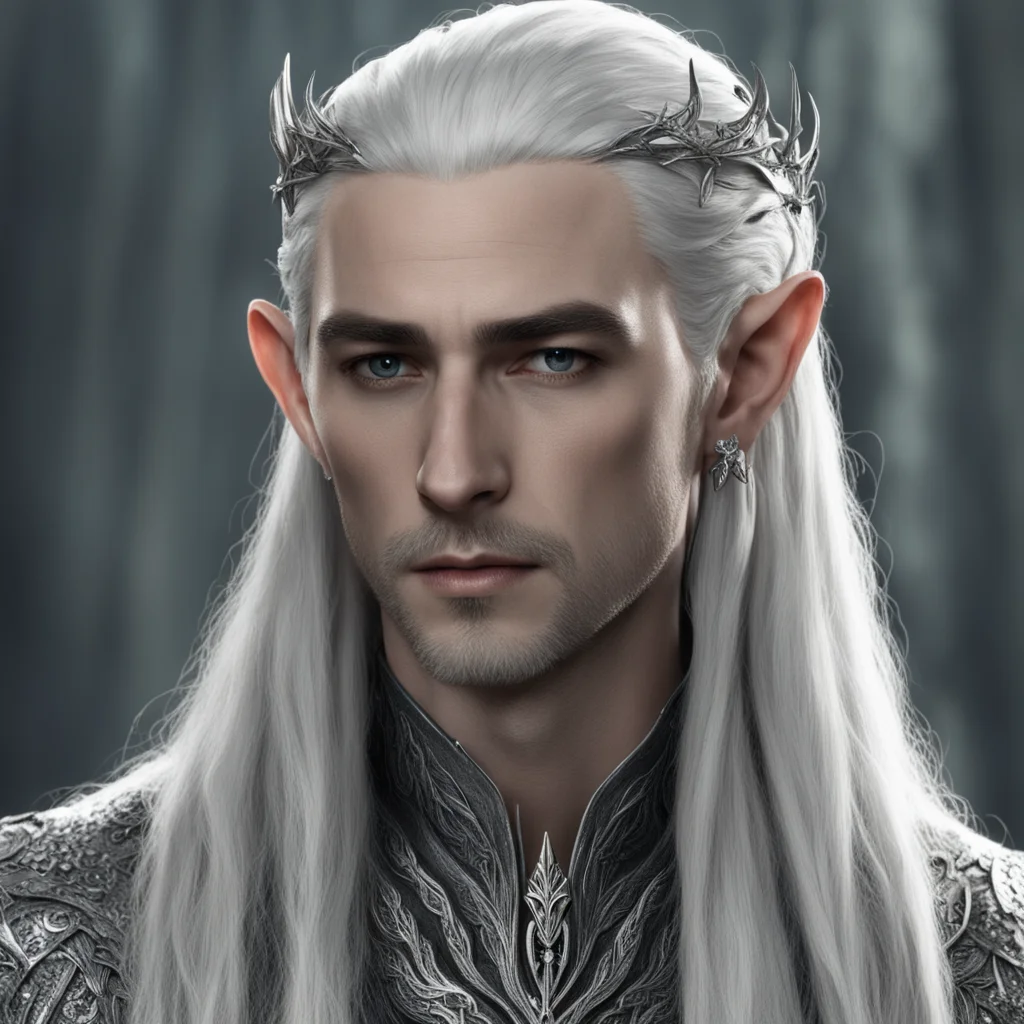 aiking thranduil with braids wearing silver hair fork with diamonds good looking trending fantastic 1