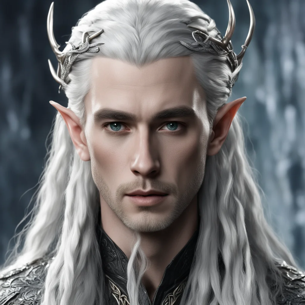 aiking thranduil with braids wearing silver hair fork with diamonds