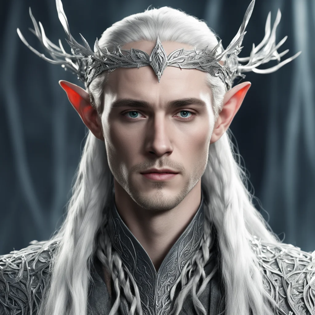 king thranduil with braids with silver elvish circlet with silver leaves and diamons good looking trending fantastic 1
