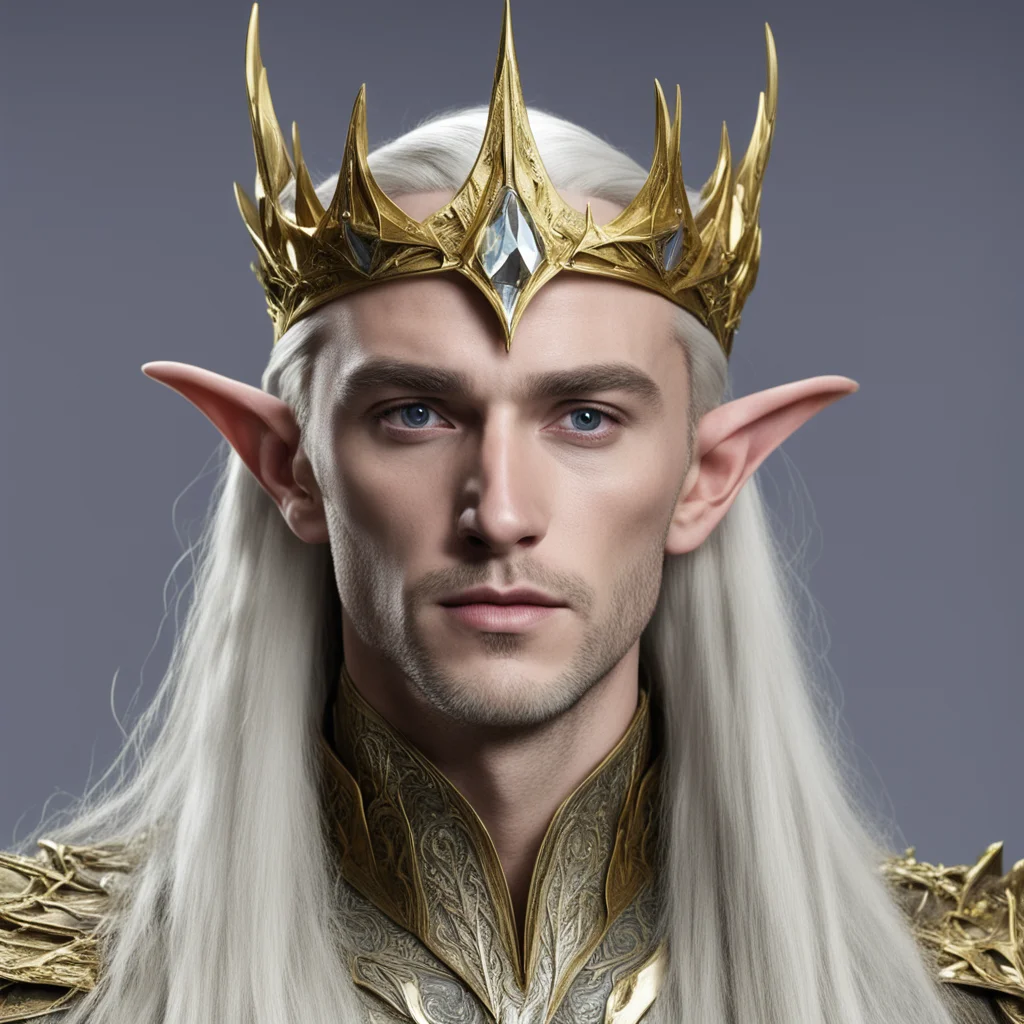 aiking thranduil with gold wood elf circlet with diamonds confident engaging wow artstation art 3