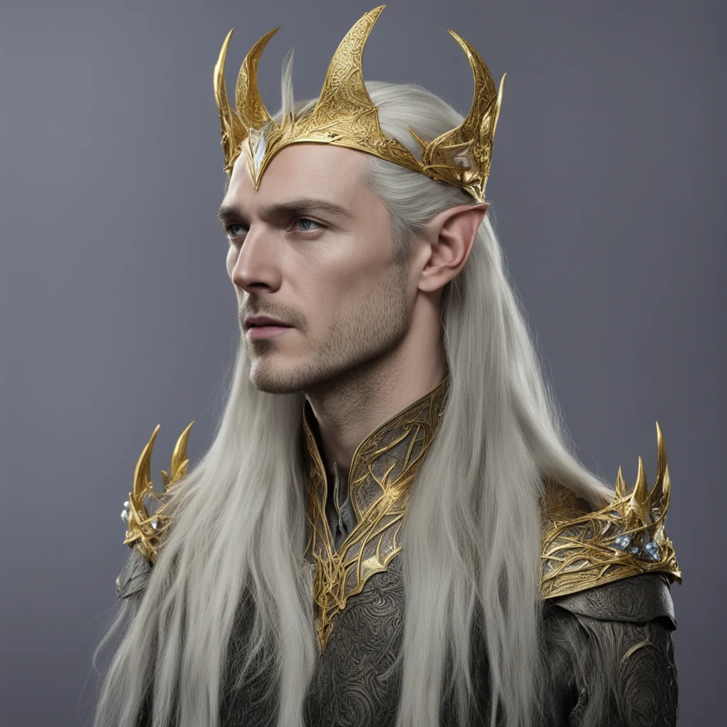 aiking thranduil with gold wood elf circlet with diamonds good looking trending fantastic 1
