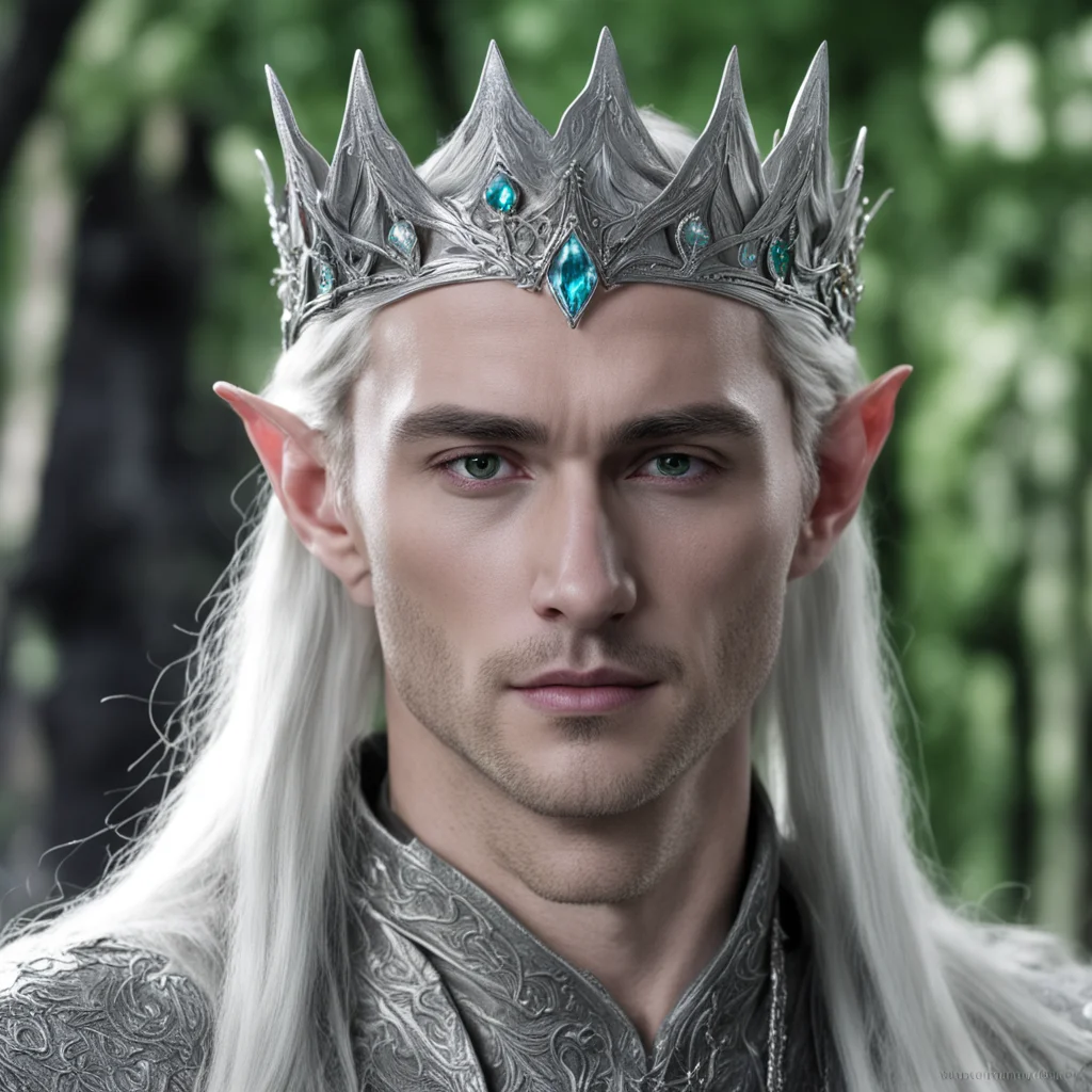 aiking thranduil with silver silvan elf circlet with jewels amazing awesome portrait 2