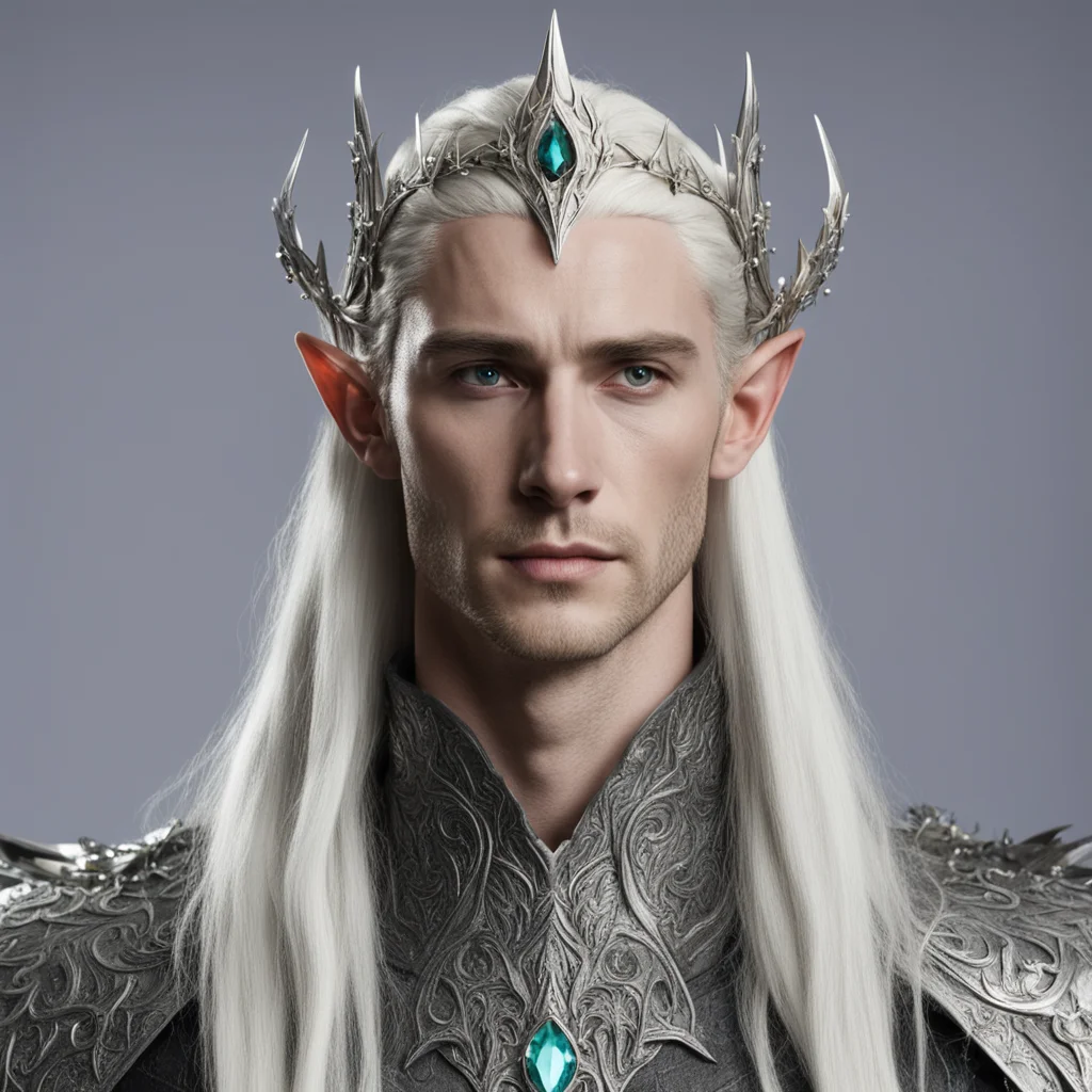 aiking thranduil with silver silvan elf circlet with jewels