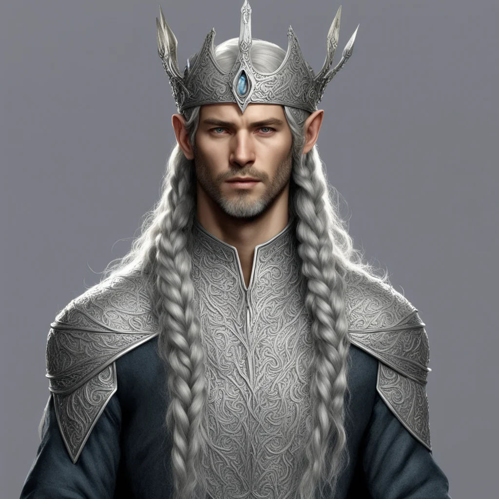 king turgon with braids wearing silver noldor elvish circlet with diamonds amazing awesome portrait 2