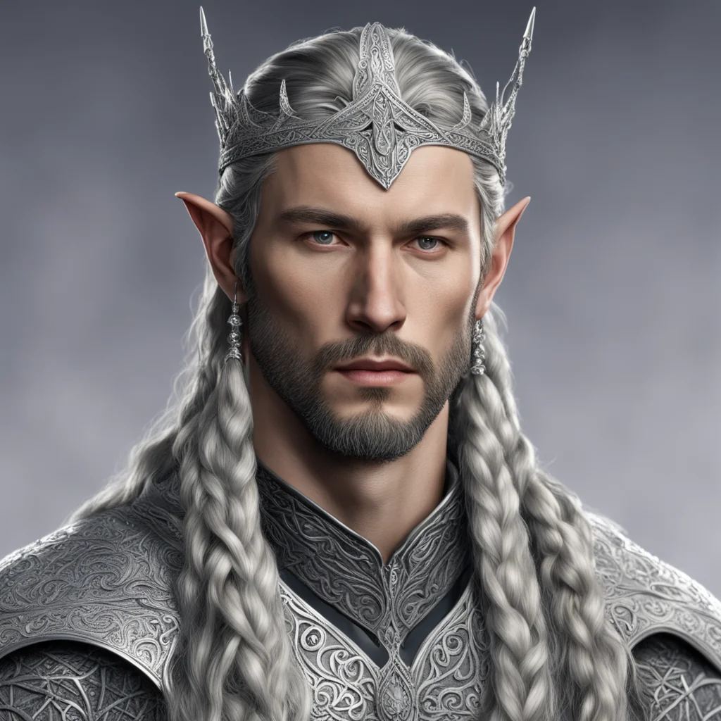 king turgon with braids wearing silver noldor elvish circlet with diamonds confident engaging wow artstation art 3