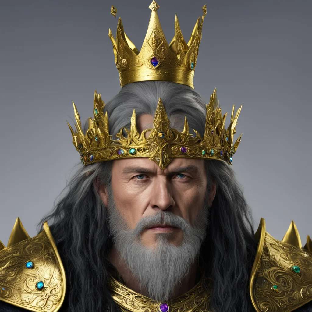 king turgon with gold elven crown with jewels amazing awesome portrait 2