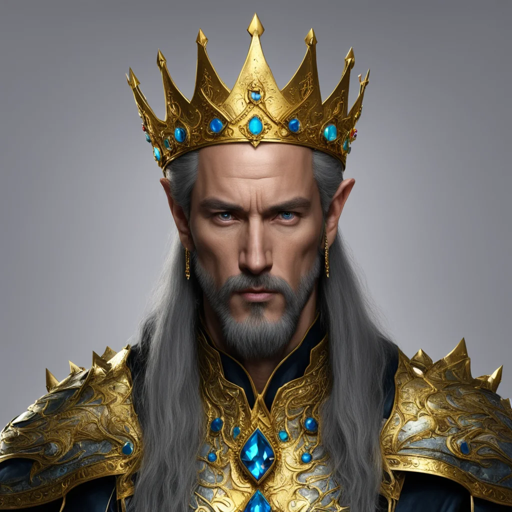 king turgon with gold elven crown with jewels
