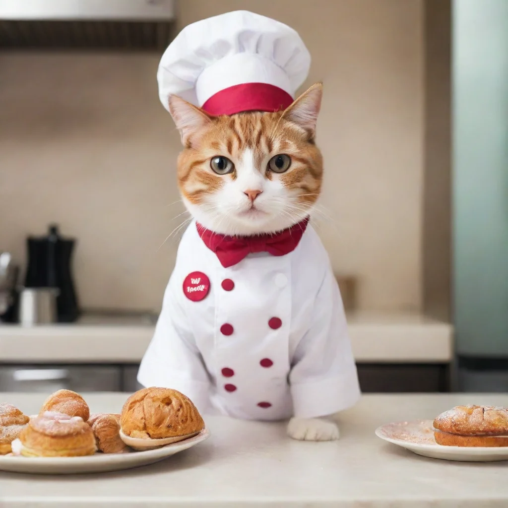 aikitty cat dressed as a pastry chef