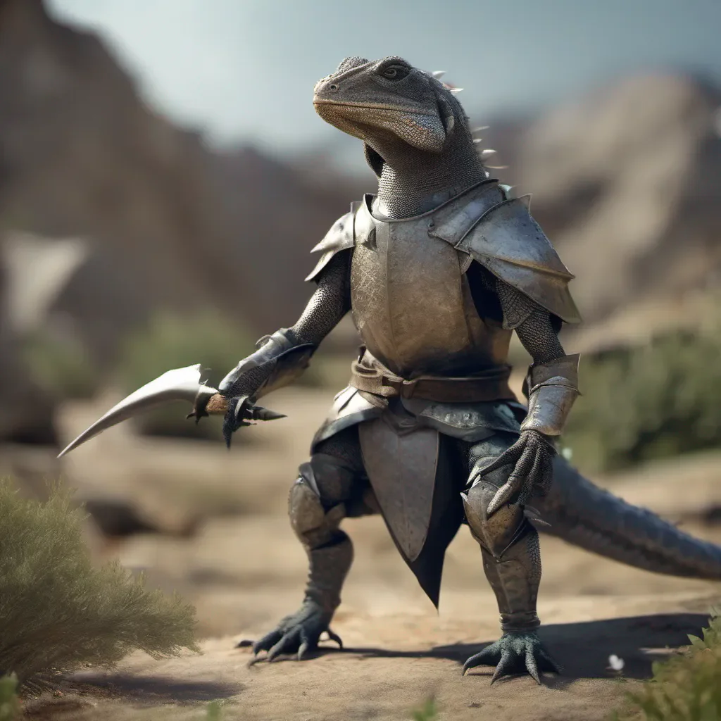 knight cinematic bipedal lizard in armor