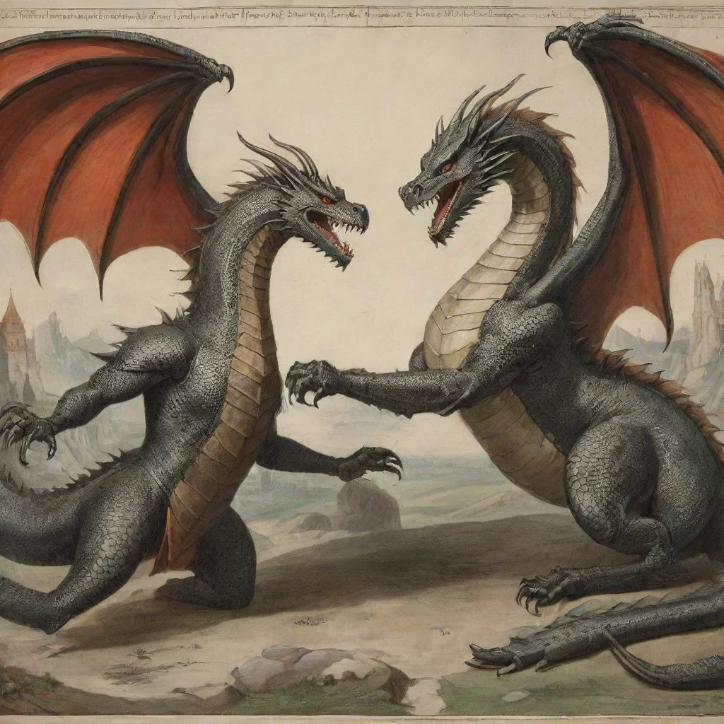 knight fighting a huge dragon in the style of medieval scriptures you would see around the 12th century 1920 h 1080 hd