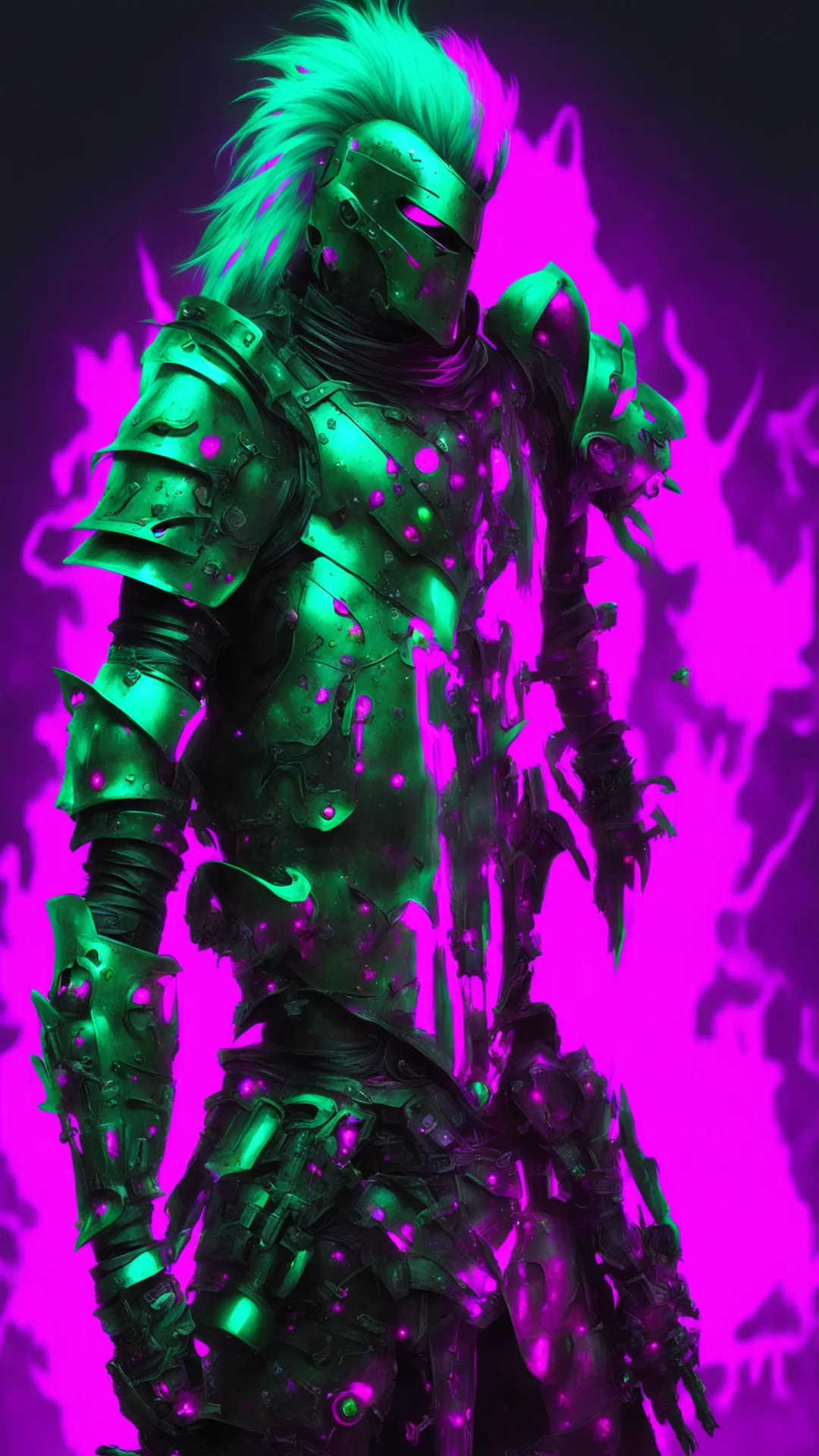 knight neon punk fantasy art good looking trending fantastic 1 tall