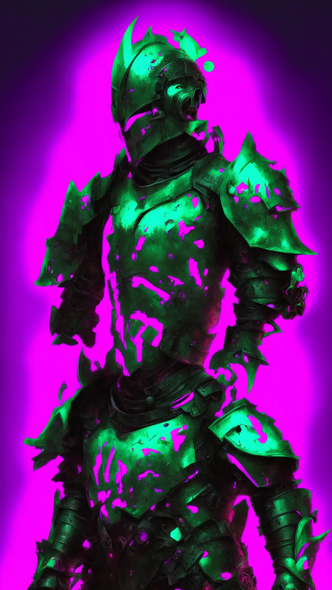 knight neon punk fantasy art tall