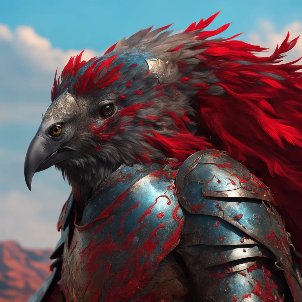 aiknight riding falcon red%2C lance armor%2C fantasy setting face visible%2C colorful detailed armor portrait cinematic realistic good looking trending fantastic 1