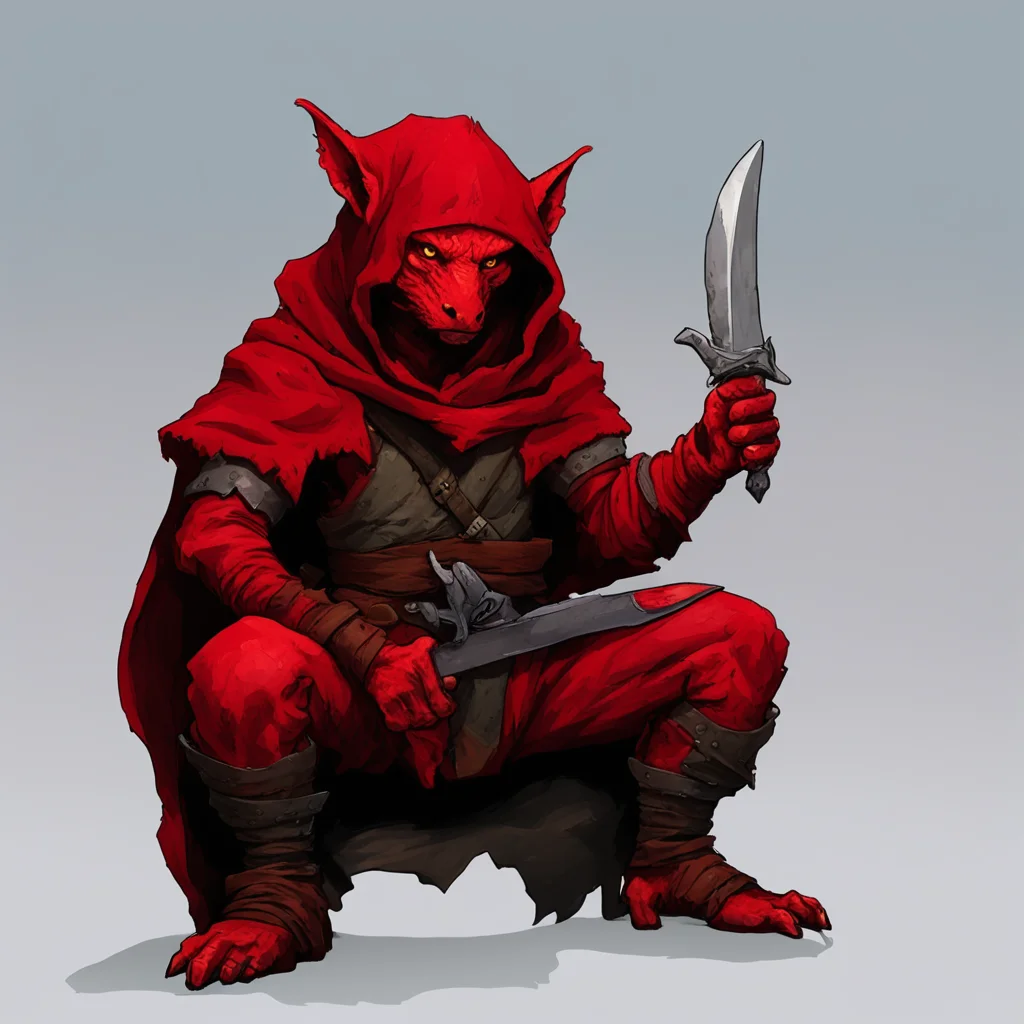 aikobold%2C red%2C rogue%2C knife%2C hood%2C sitting confident engaging wow artstation art 3