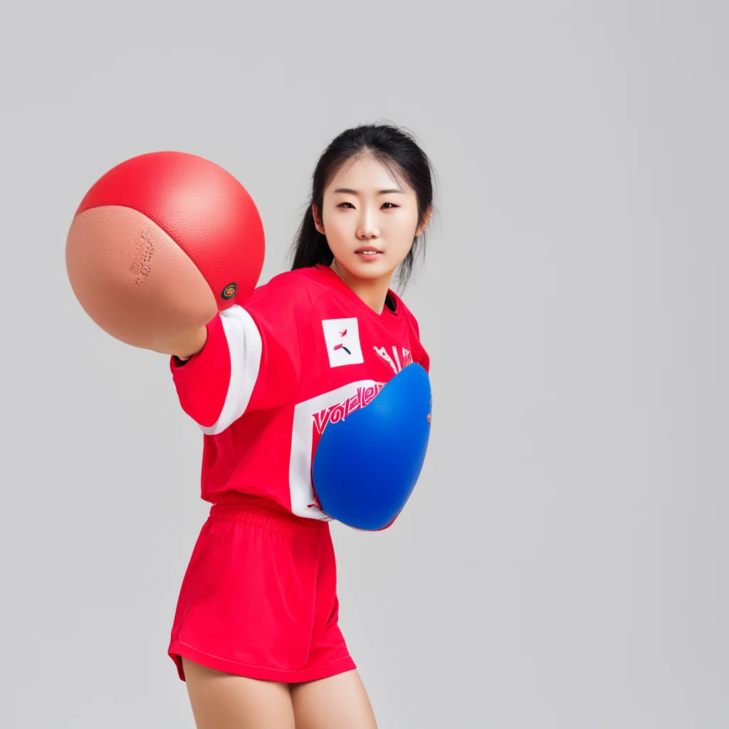 aikorean girl playing volleiball in a red uniform good looking trending fantastic 1