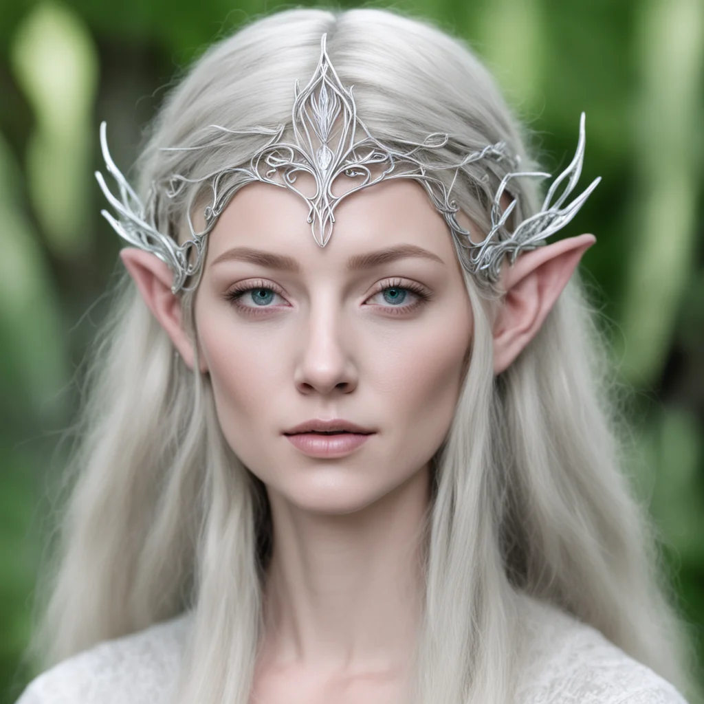 ailady galadriel wearing small silver wood elf circlet good looking trending fantastic 1