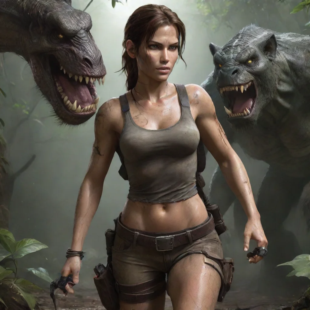 lara croft carried by monster