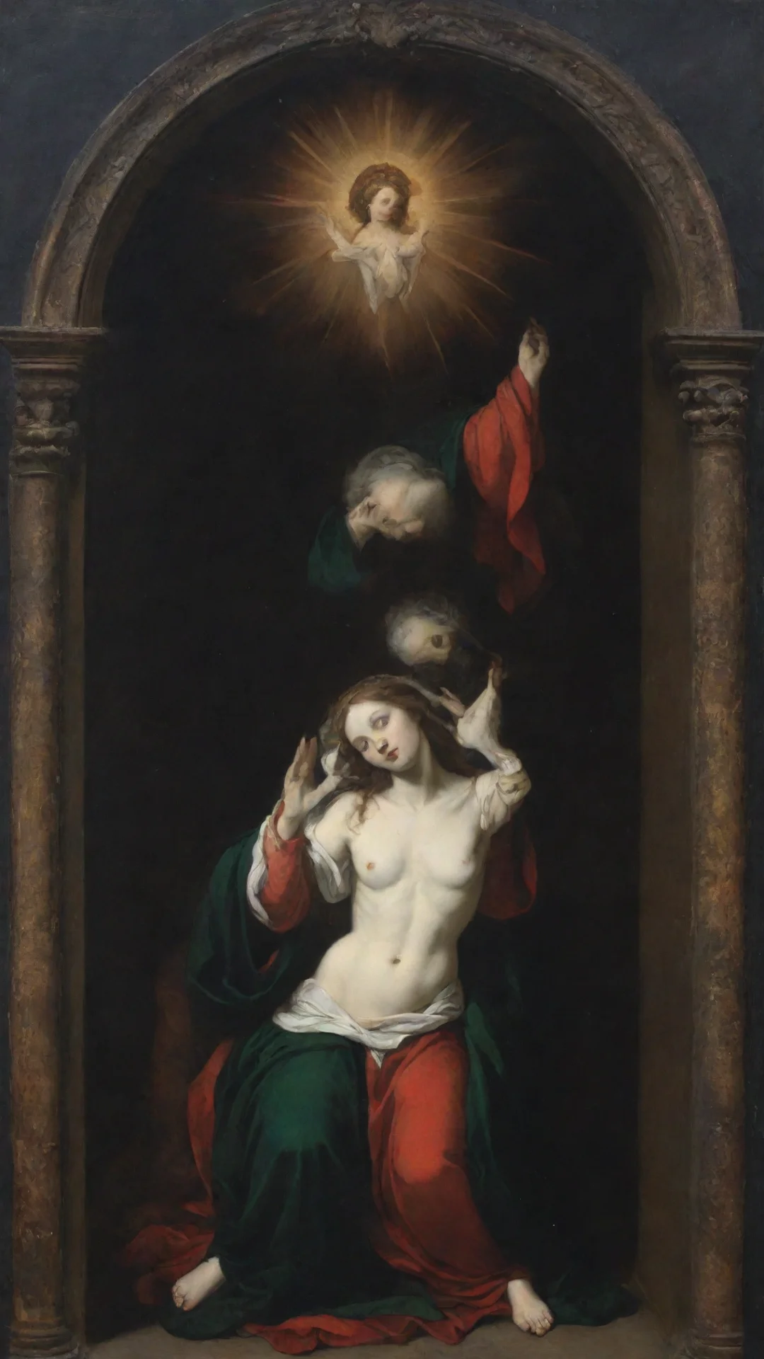 aile tableau %22la mort de la vierge%22%2C par le peintre caravage%2C %C3%A0 la fa%C3%A7on d%27un vitrail. tall