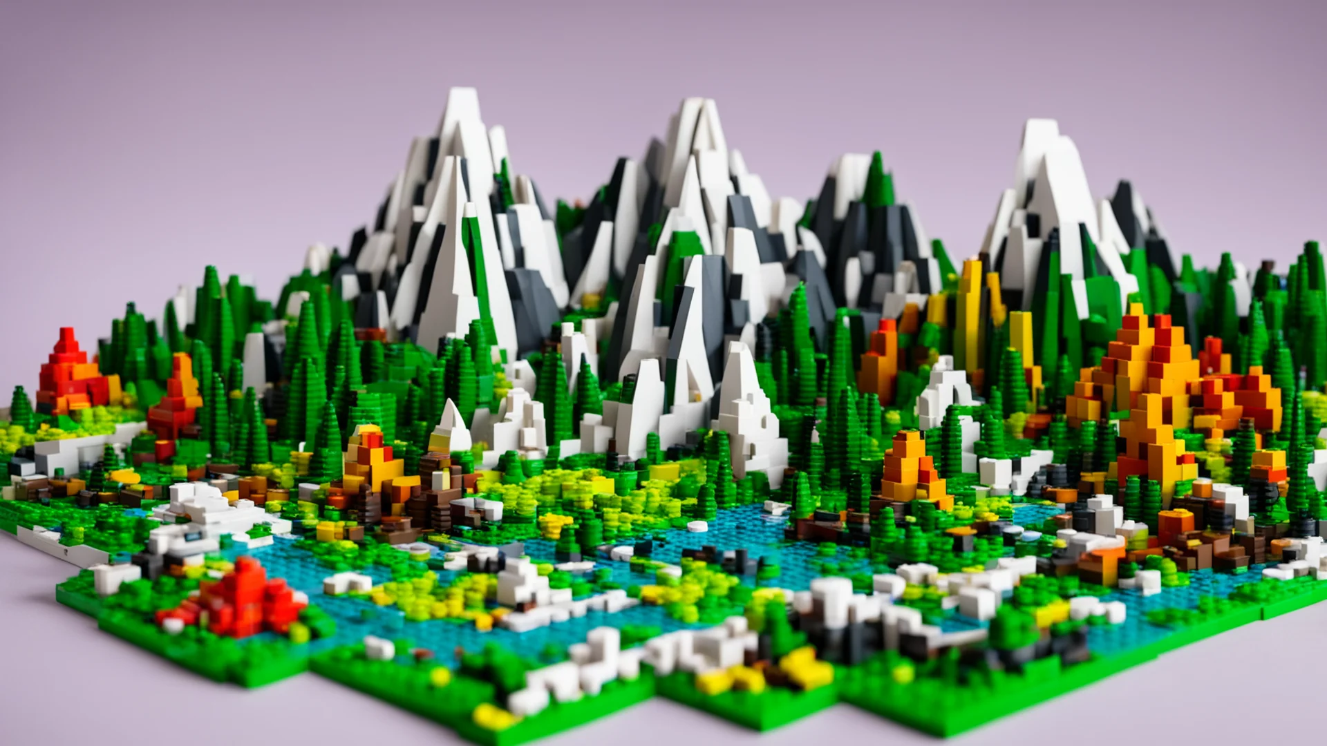 lego landscape with mountains wide