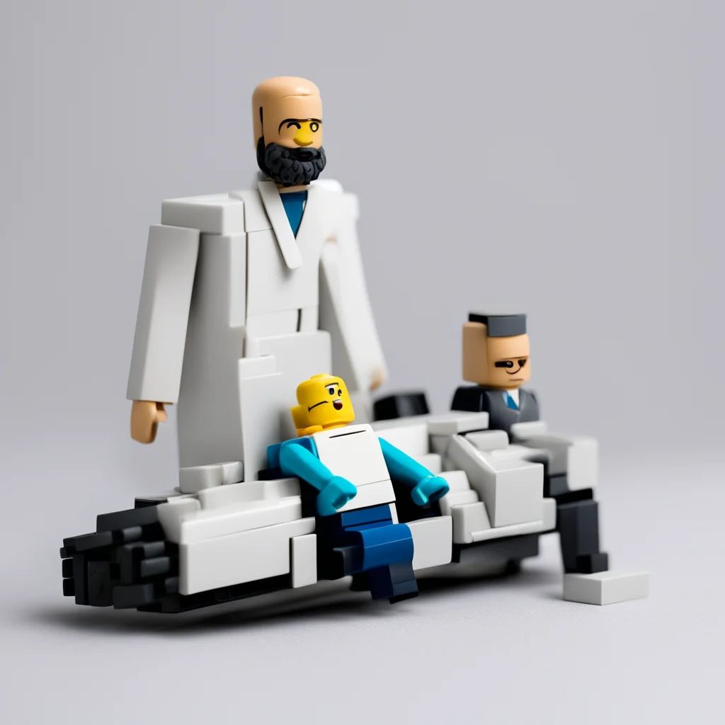 ailego set called %22dynamic neuromuscular stabilisation%22 bald doctor  with short dark grey beard and patient in prone position amazing awesome portrait 2