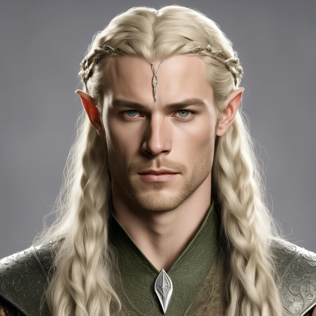 legolas with blond hair and braids wearing silver serpentine elvish circlet with large center diamond amazing awesome portrait 2