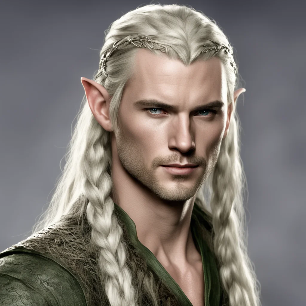 ailegolas with braids wearing silver elven circlet with diamonds  amazing awesome portrait 2