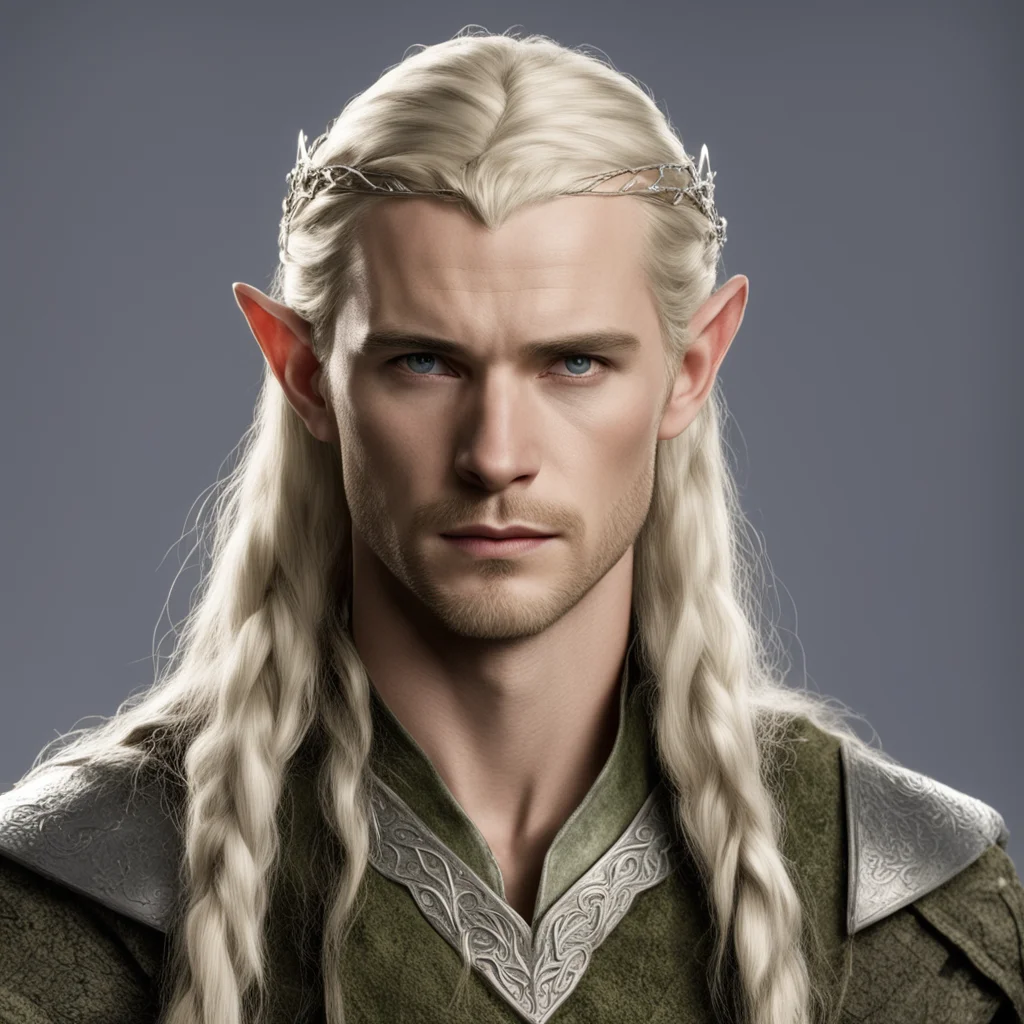 ailegolas with braids wearing silver elven circlet with diamonds  confident engaging wow artstation art 3