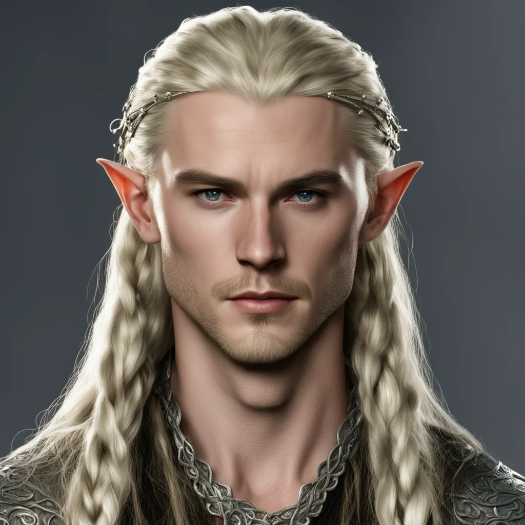 ailegolas with braids wearing silver elven circlet with diamonds 
