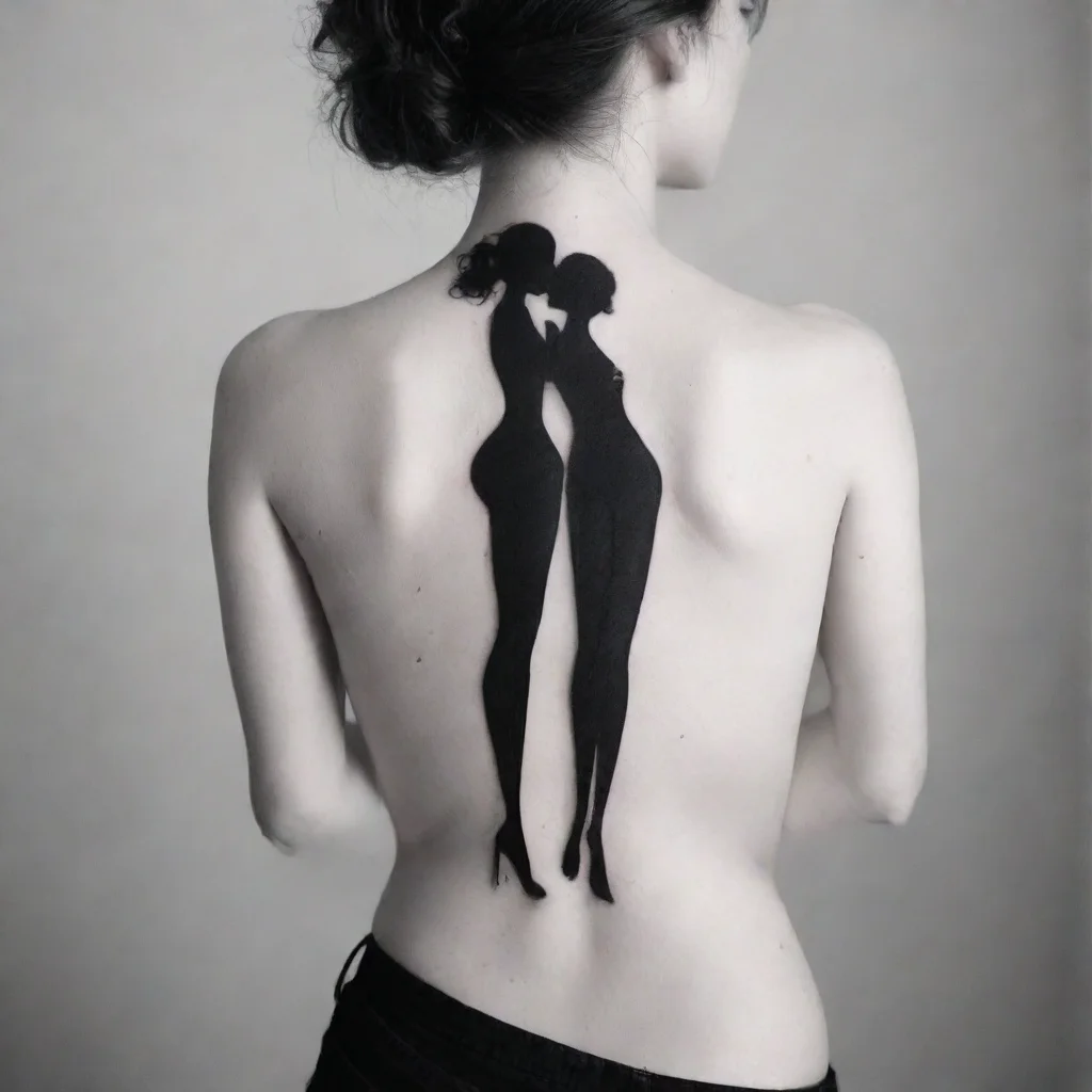 ailesbians silhouette fine lines black and white tattoo