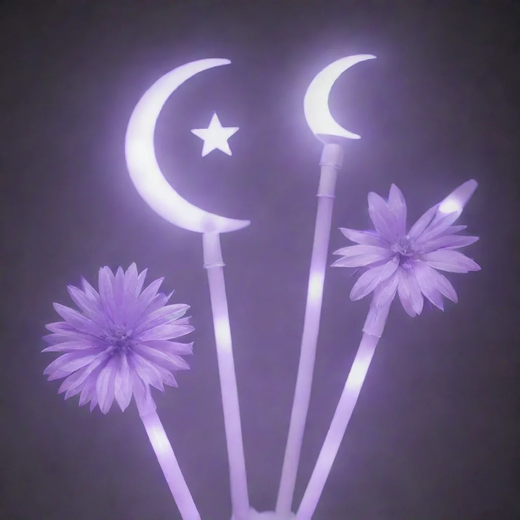 ailight purple and white lightsticks%2C plus round and crescent moon ornaments and night flowers