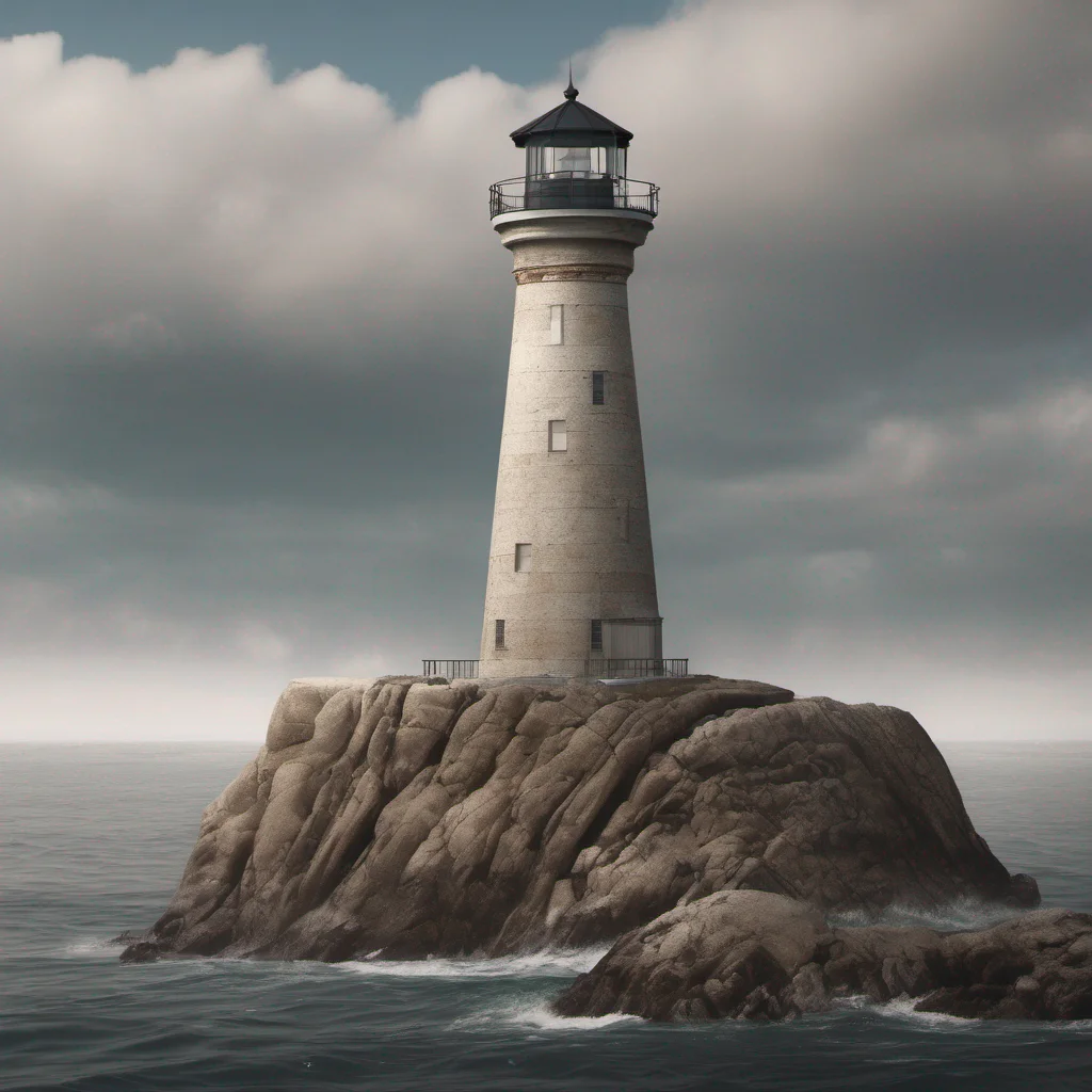 lighthouse styled with single beam and on a rock foundation